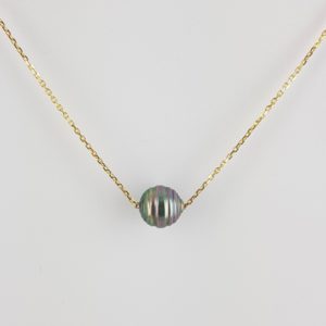 Perle de Tahiti cerclée sur Collier en or - JDL Paris