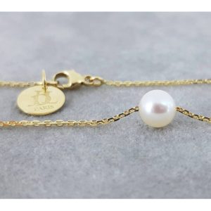 Collier chaîne fine et perle blanche d'Akoya - JDL Paris by Jessie Lemaire