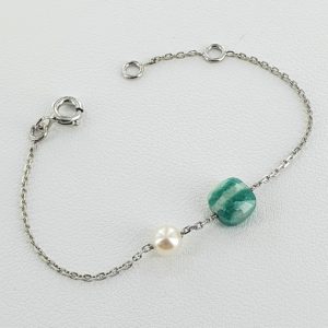 Beauty baby - Bijou bébé perle de culture d'Akoya, amazonite et or 18K - JDL Paris