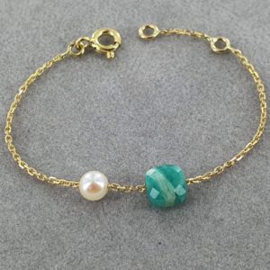 Beauty baby - Bijou bébé perle de culture d'Akoya, amazonite et or JDL Paris