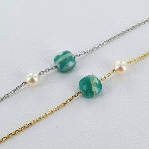Beauty baby - Bijou bébé perle de culture d'Akoya, amazonite, or 18K - JDL Paris