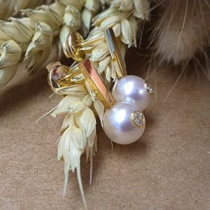 SPARKLE    Boucles d'oreilles perles d'Akoya et diamant