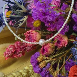 Collier original perles et diamant - JDL Paris