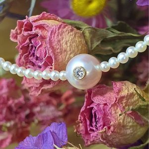 WHITE CANDY   Collier perles et diamant