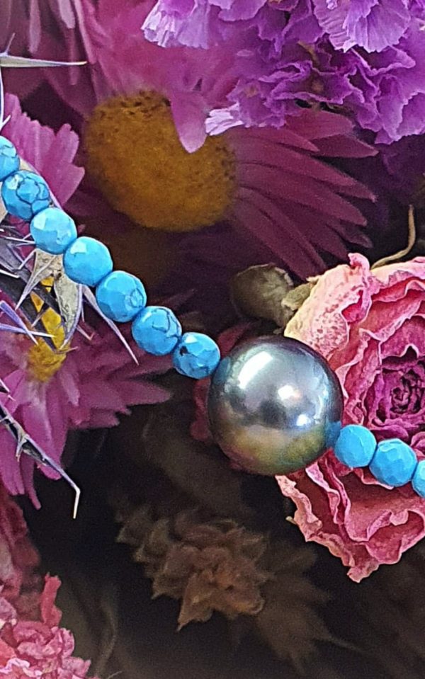 Collier turquoise et perle de Tahiti - JDL Paris
