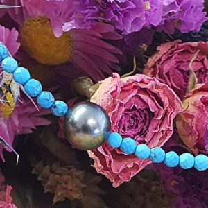 Collier turquoise, perle de Tahiti - JDL Paris