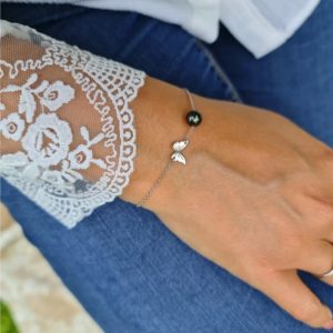 MÉTAMORPHOSE    Bracelet papillon, perle et or