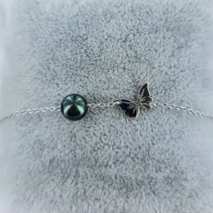 Bracelet papillon, perle et or - Collection Métamorphose JDL Paris by Jessie Lemaire