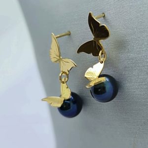 Boucles d'oreilles Metamorphose papillons et perles - JDL Paris by Jessie Lemaire