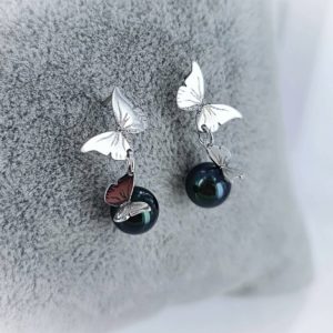 Boucles d'oreilles papillons et perles - JDL Paris by Jessie Lemaire