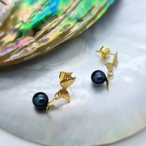 Boucles d'oreilles papillons et perles de culture - JDL Paris by Jessie Lemaire