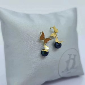 Metamorphose - Boucles d'oreilles papillons et perles - JDL Paris by Jessie Lemaire