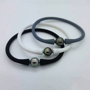 Bracelet homme silicone et perle de Tahiti