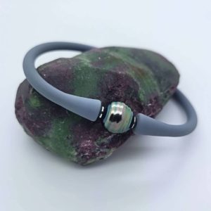 Bracelet pour homme silicone et perle de Tahiti