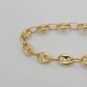 bracelet homme maille grains de café massive et perle de Tahiti - Jessie Lemaire