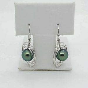 Boucles d'oreilles argent 925 et perles de Tahiti