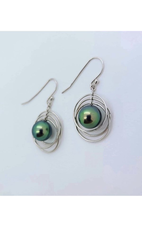 Boucles d'oreilles argent 925: perles de Tahiti