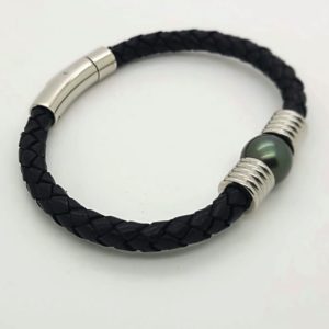 Bracelet homme perle de Tahiti: acier
