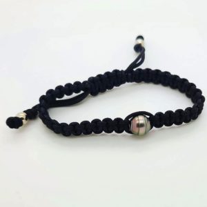 Bracelet homme perle de Tahiti sur cordon tressé