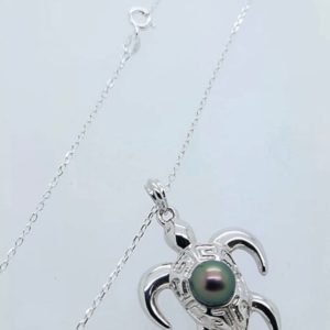 Collier homme perle de Tahiti tortue maori