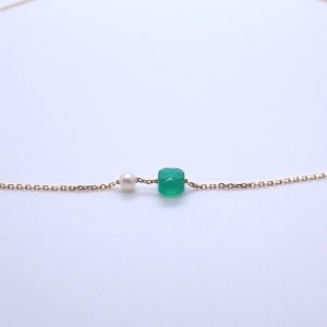 Agate verte et perle - Collier Mineralove by Jessie Lemaire
