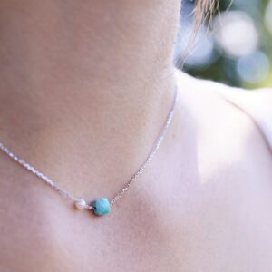 MINERALOVE  Collier chaîne fine, turquoise et perle