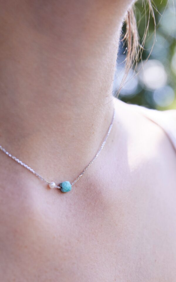 Bijou turquoise, or et perle de culture - JDL Paris bijou créateur français