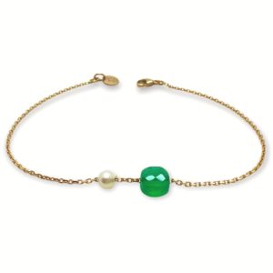 Bracelet agate verte et perle - JDL Paris