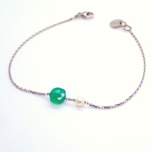 Bracelet agate verte et perle - JDL Paris