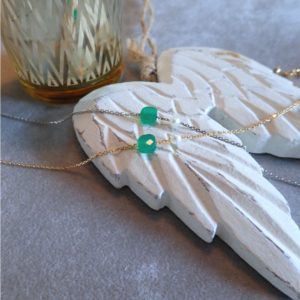 Bracelet or 18k, agate verte et perle d'eau douce - Jessie Lemaire