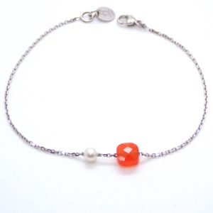 Bracelet or, cornaline et perle - JDL Paris by Jessie Lemaire