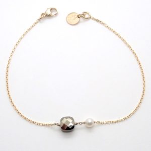 Bracelet pyrite, or 18K et perle - JDL Paris