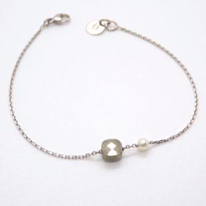 Bracelet pyrite, or et perle JDL Paris