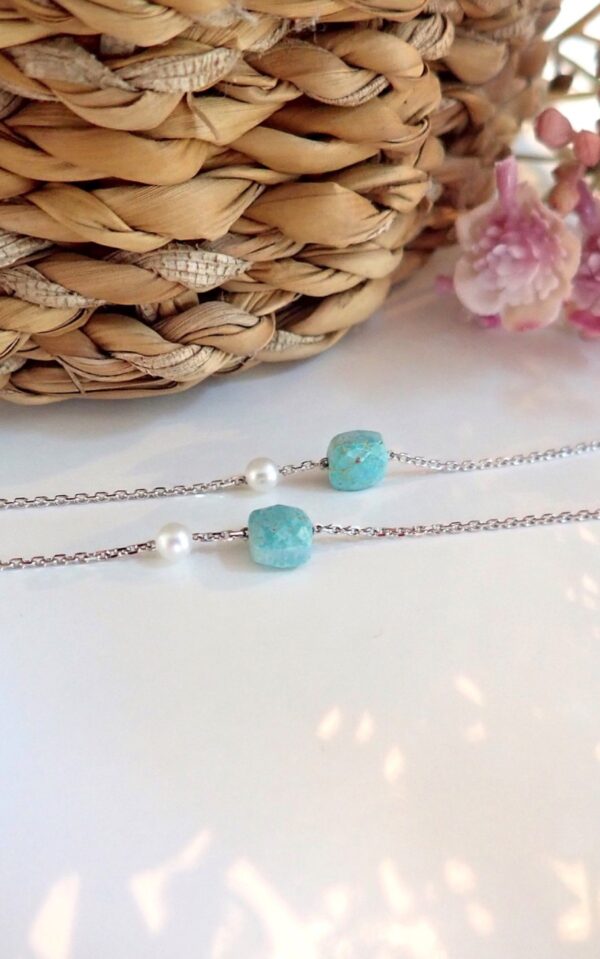Bracelet turquoise, perle et or - JDL Paris