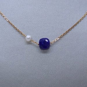 Collier lapis lazuli et perle - JDL Paris by Jessie Lemaire
