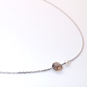 Collier quartz fumé, or 18K et perle JDL Paris by Jessie Lemaire