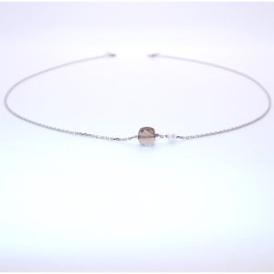 Collier quartz fumé, or et perle JDL Paris by Jessie Lemaire