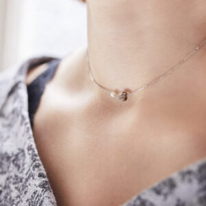 MINERALOVE  Collier chaîne fine, quartz fumé et perle