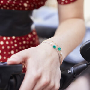 MINERALOVE  Bracelet or, agate verte et perle