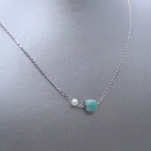 Mineralove - chaine en or, turquoise et perle by JDL Paris