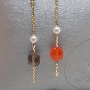 MINERALOVE Boucles d'oreilles pierres fines, perles et or 18K