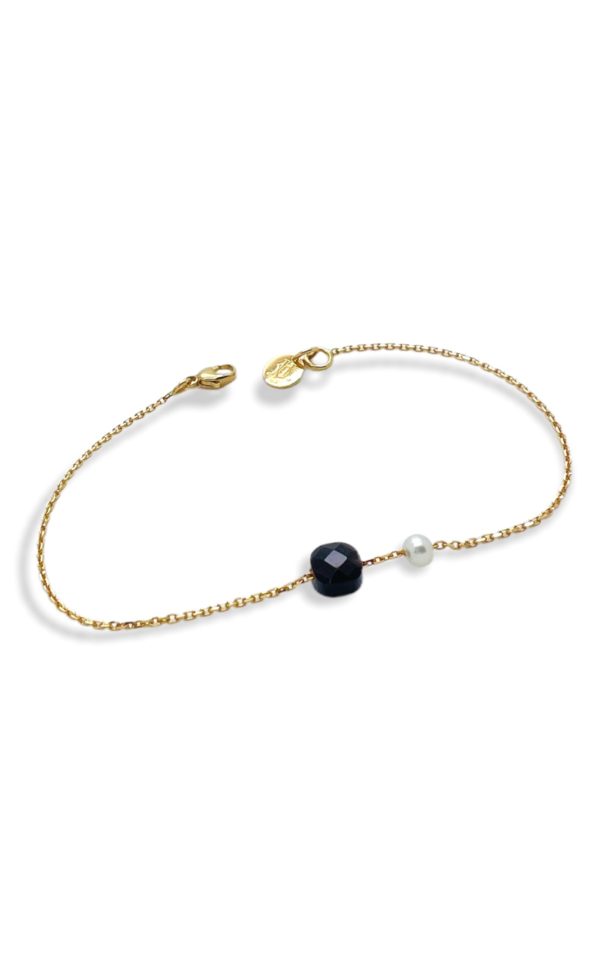 Bracelet or, onyx et perle - Jessie Lemaire