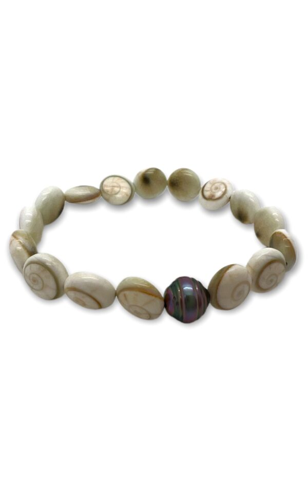 Bracelet JDL Paris - Oeil de Sainte Lucie et perle de Tahiti