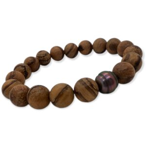 ON THE ROAD  Bracelet homme perle de Tahiti et perles de bois d'encens