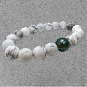 Bracelet homme howlite blanche et perle de tahiti