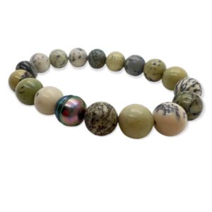 ON THE ROAD  Bracelet homme perle de Tahiti et jaspe dendritique