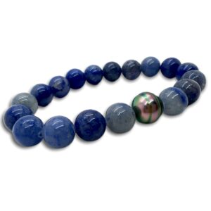 ON THE ROAD  Bracelet homme perle de Tahiti et aventurine bleue