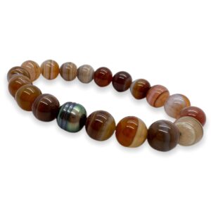 Bracelet homme perle de Tahiti cerclée et perles d'agate veinée