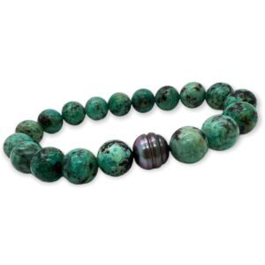 ON THE ROAD  Bracelet homme perle de Tahiti et turquoise africaine