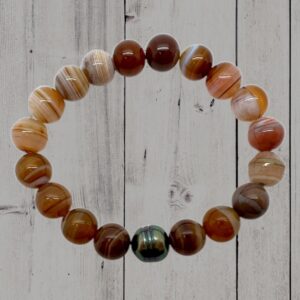 Bracelet homme perle de Tahiti et agate veinée